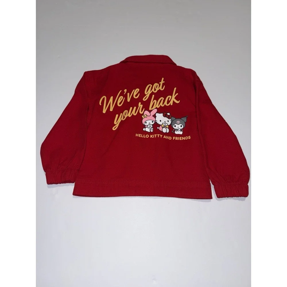 Hello Kitty & Friends Girl XS 4-5 Jacket Red Zip Kids Denim 100% Cotton Gift NWT